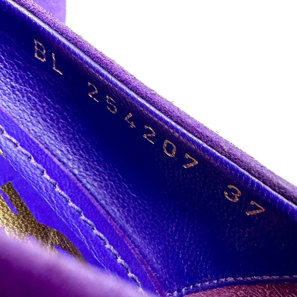 YSL Violet Suede Platform Pumps SZ 37 - Picture 12 of 16